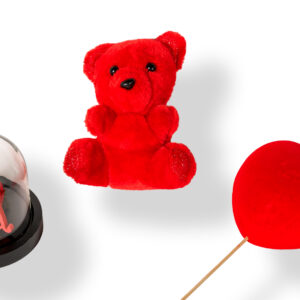 Forever Rose με Love, Μικρό Λούτρινο Κόκκινο Αρκουδάκι και Στικ Καρδιάς